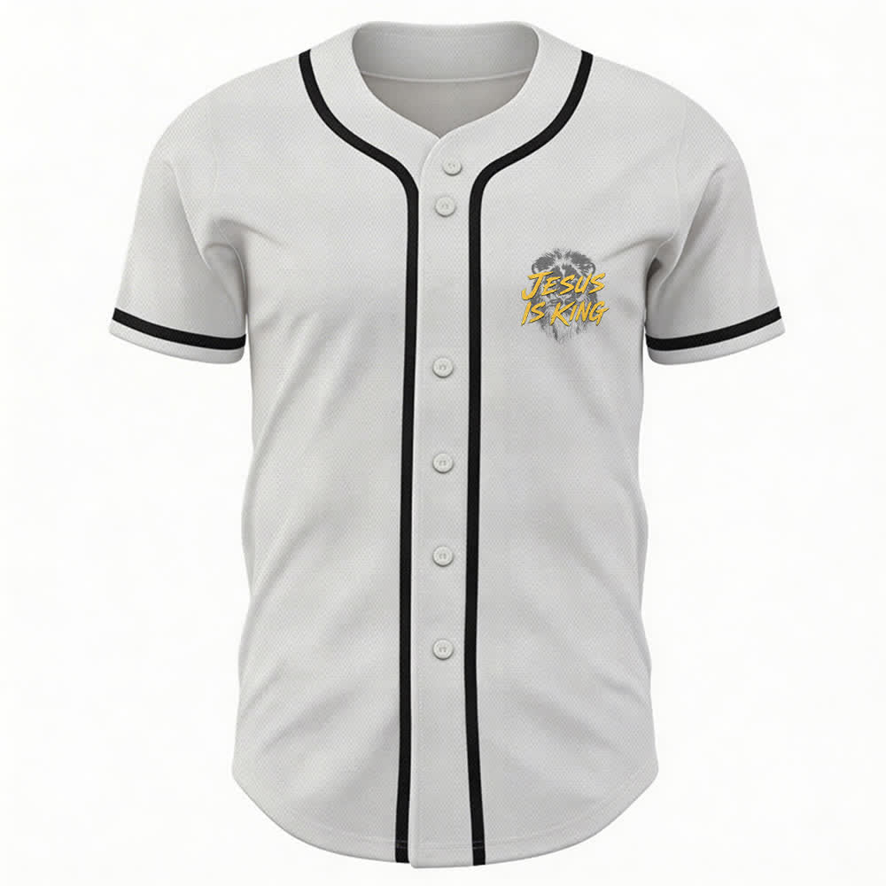 Christianartworkshop Jesus Is King Lion Graphic Baseball Jersey - image 9