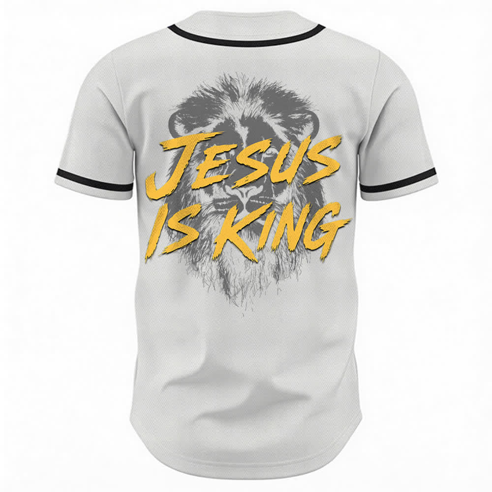 Christianartworkshop Jesus Is King Lion Graphic Baseball Jersey - image 8