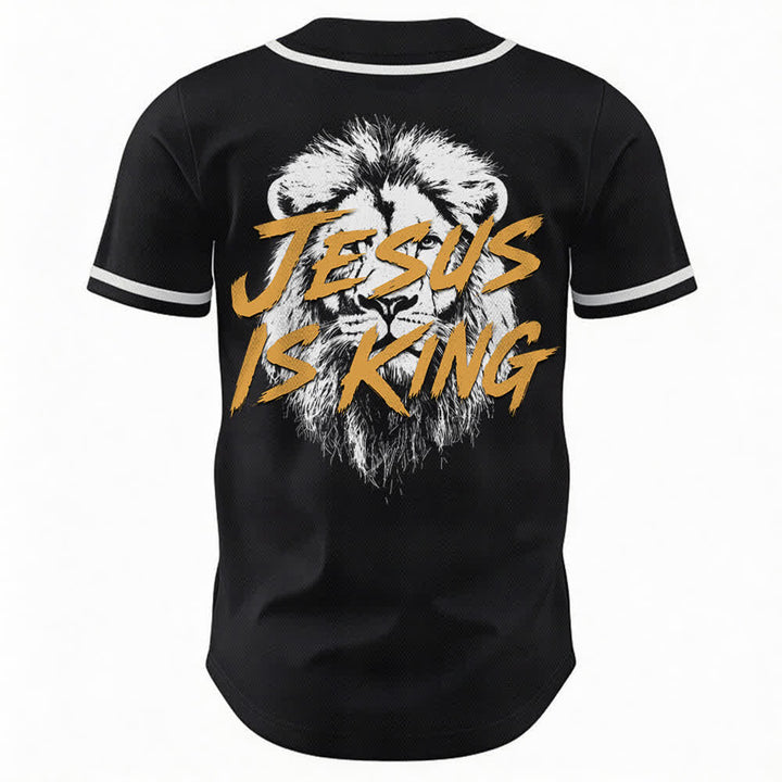 Christianartworkshop Jesus Is King Lion Graphic Baseball Jersey - image 15