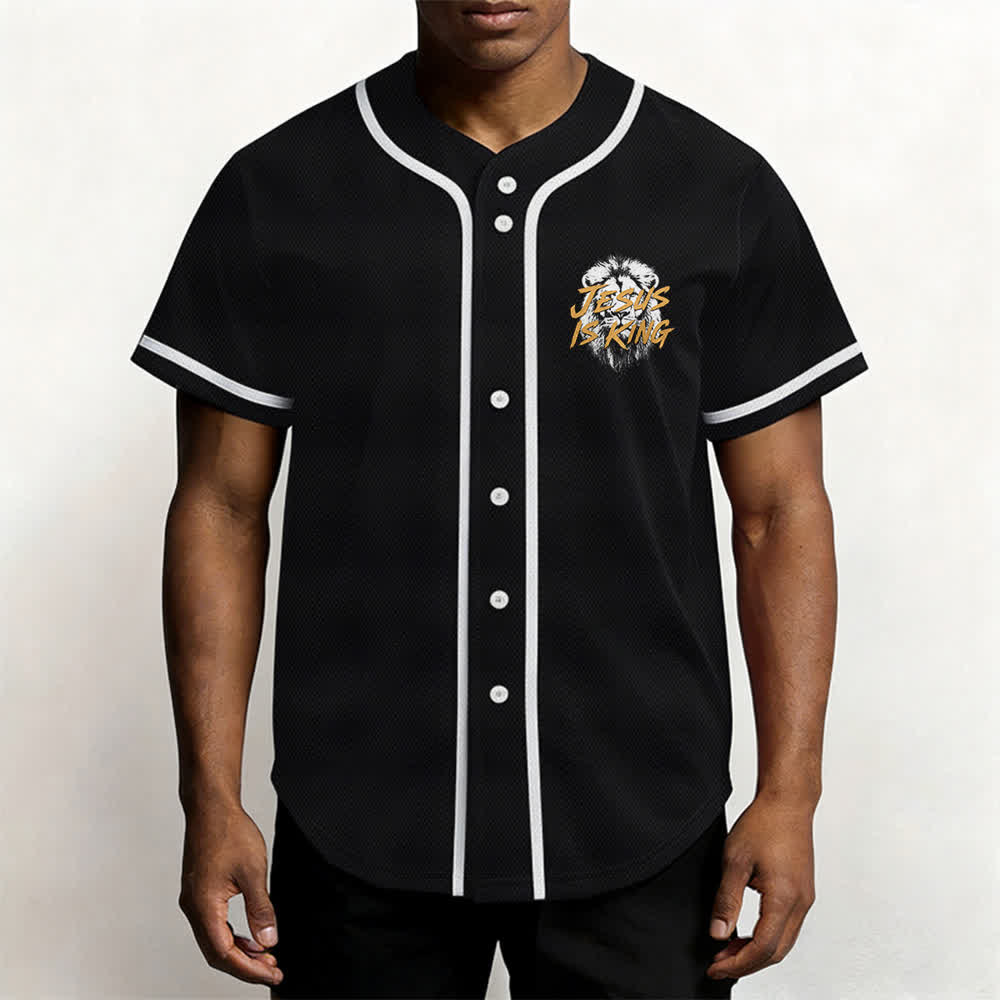 Christianartworkshop Jesus Is King Lion Graphic Baseball Jersey - image 20