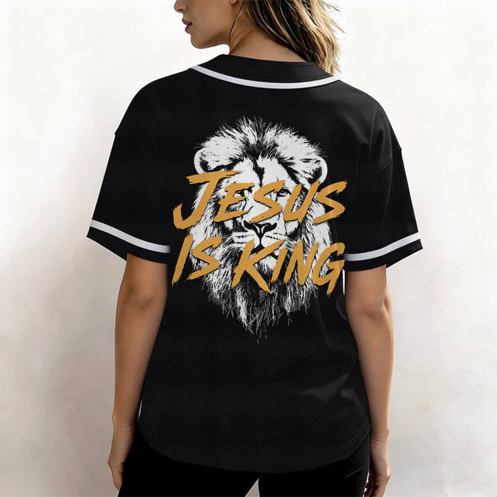 Christianartworkshop Jesus Is King Lion Graphic Baseball Jersey - image 17