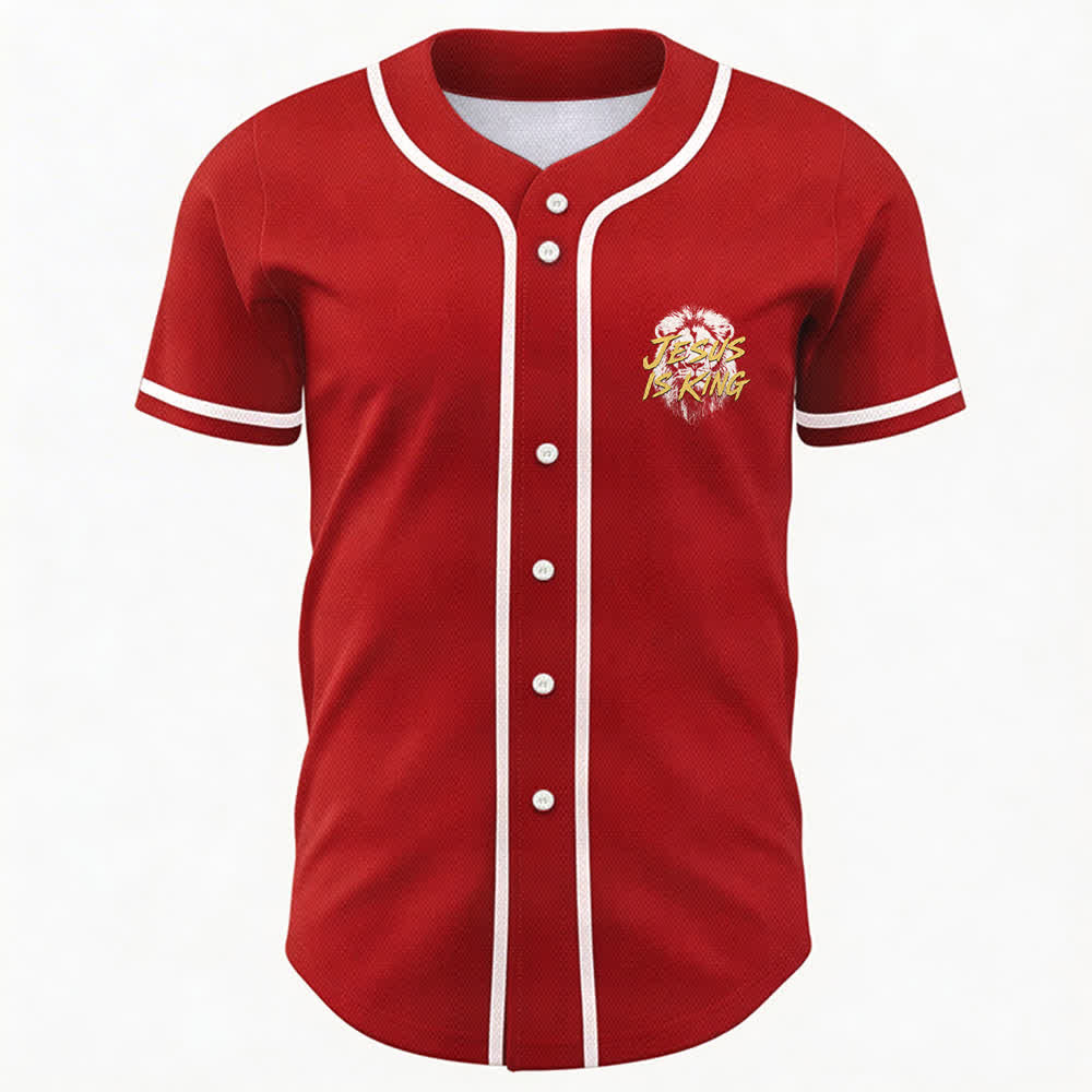 Christianartworkshop Jesus Is King Lion Graphic Baseball Jersey - image 23