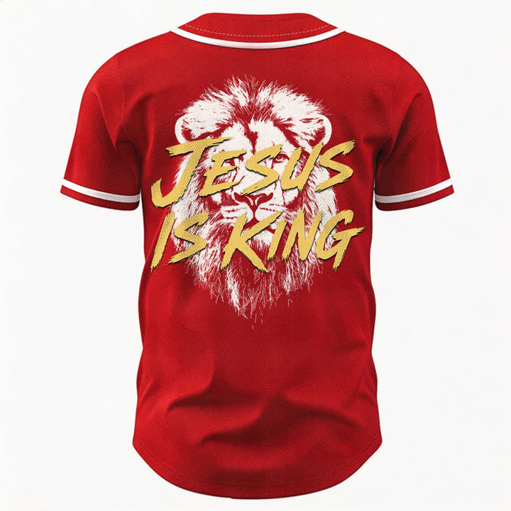 Christianartworkshop Jesus Is King Lion Graphic Mesh Baseball Jersey - image 22
