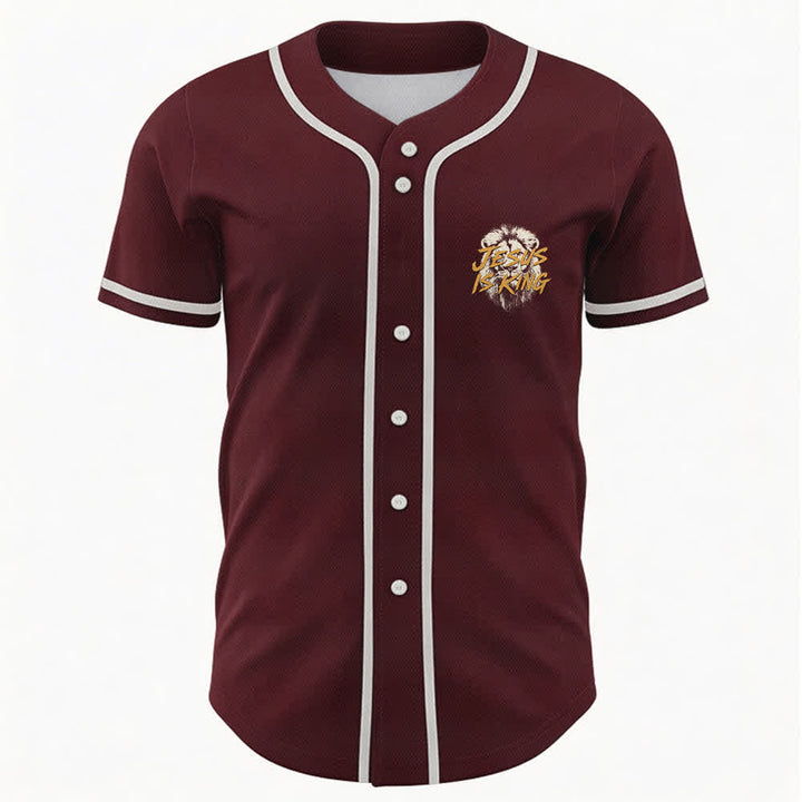Christianartworkshop Jesus Is King Lion Graphic Baseball Jersey - image 30
