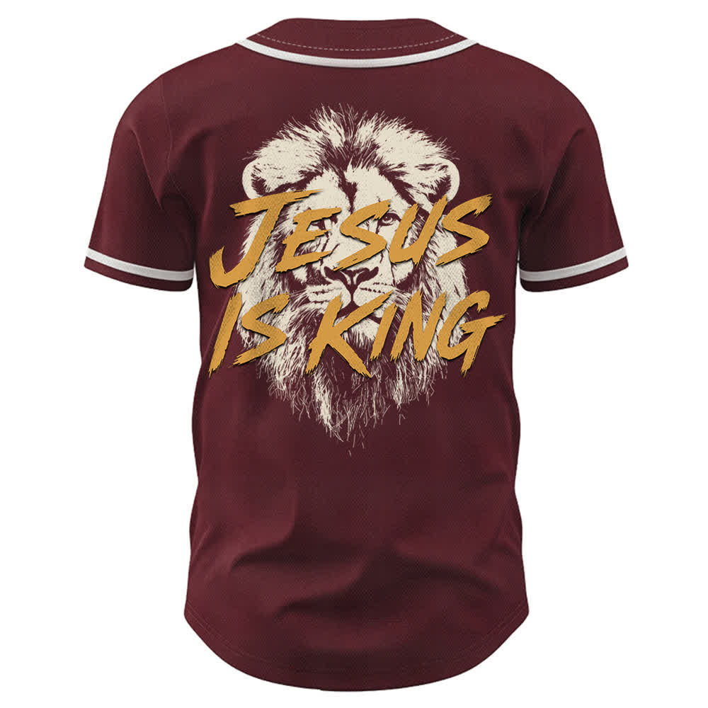 Christianartworkshop Jesus Is King Lion Graphic Baseball Jersey - image 29