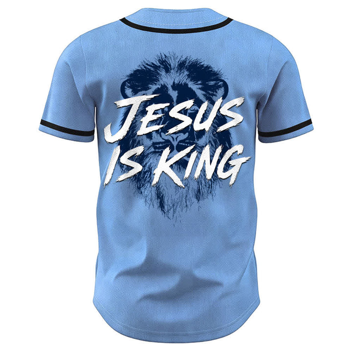 Christianartworkshop Jesus Is King Lion Graphic Mesh Baseball Jersey - image 36