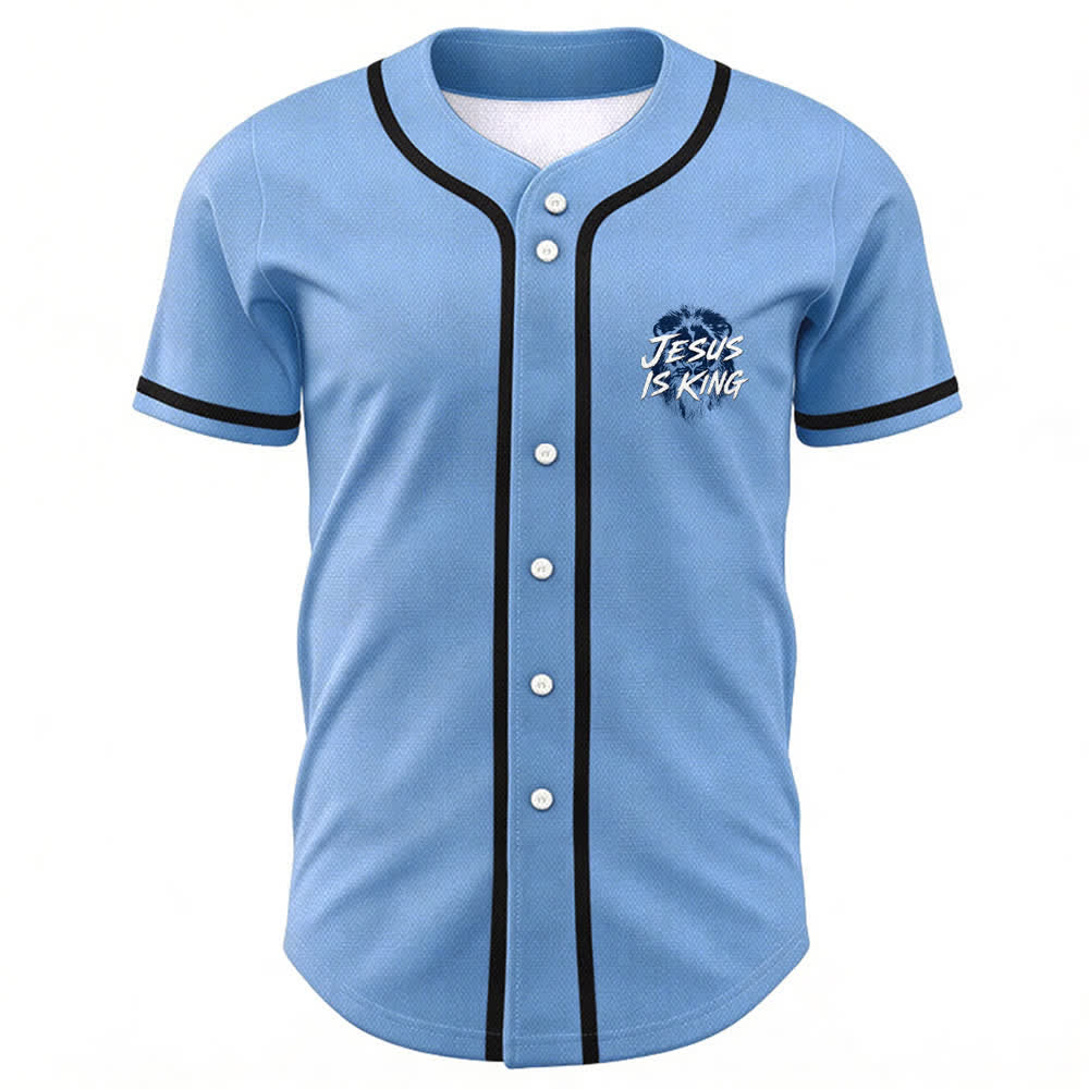 Christianartworkshop Jesus Is King Lion Graphic Baseball Jersey - image 37