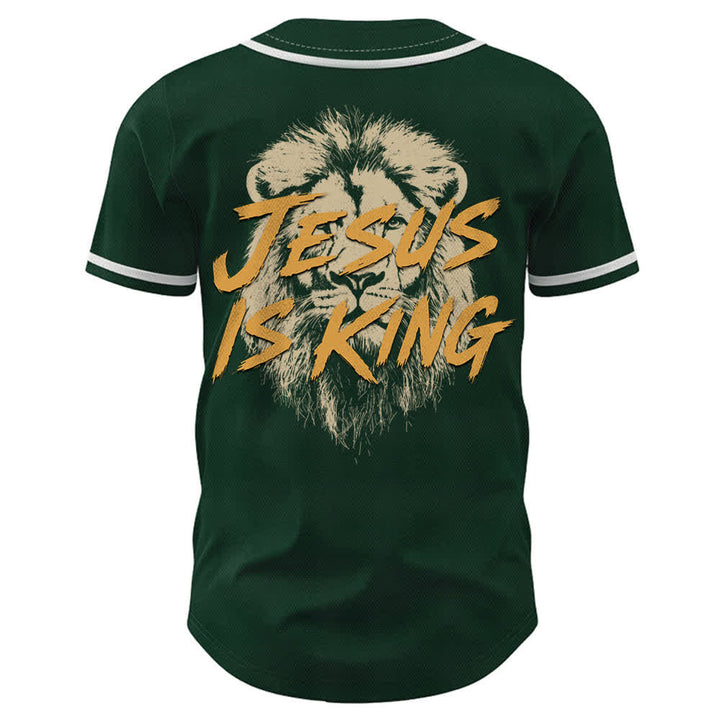Christianartworkshop Jesus Is King Lion Graphic Mesh Baseball Jersey - image 43
