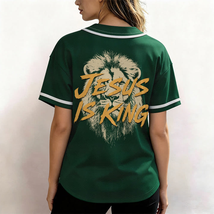 Christianartworkshop Jesus Is King Lion Graphic Baseball Jersey - image 45