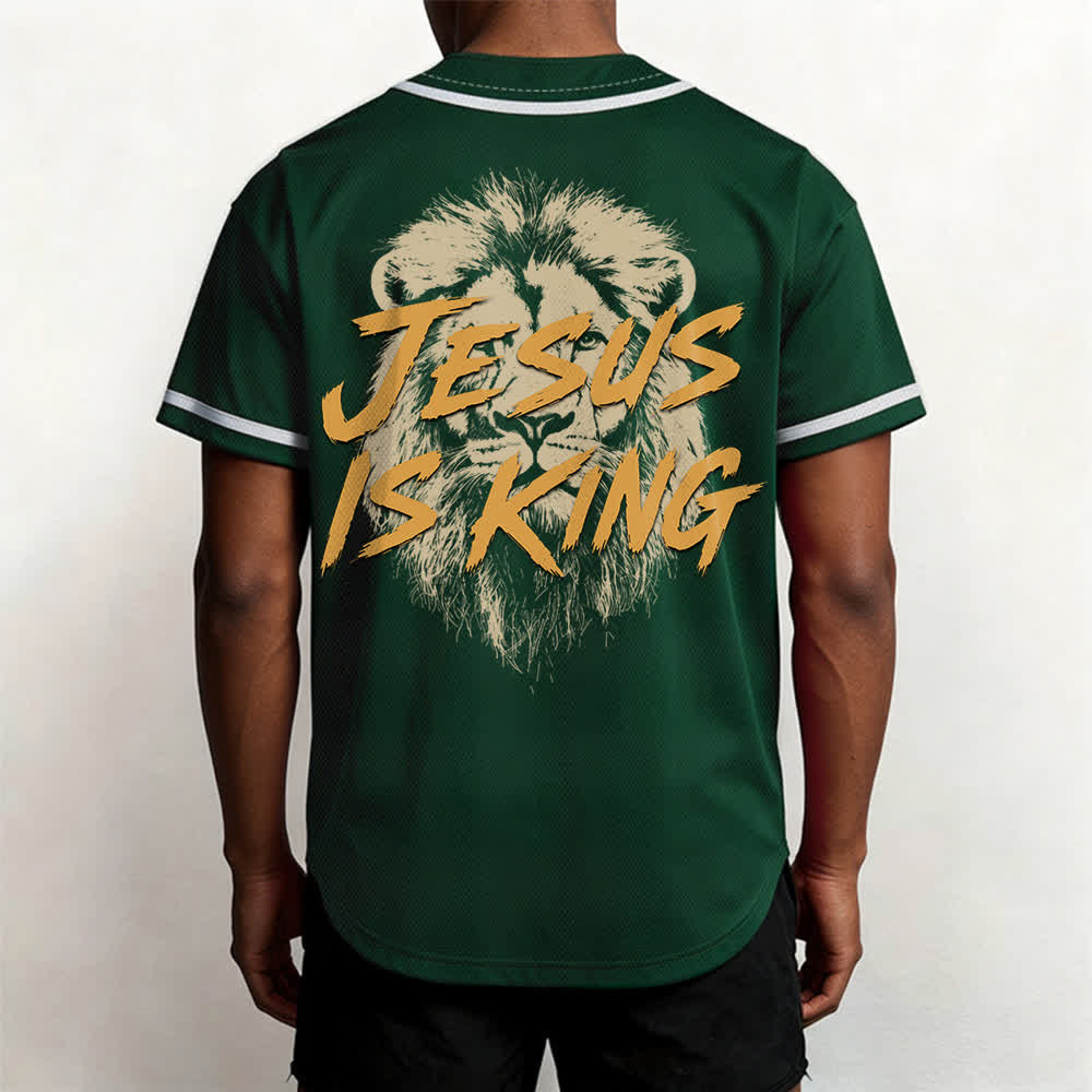Christianartworkshop Jesus Is King Lion Graphic Mesh Baseball Jersey - image 47