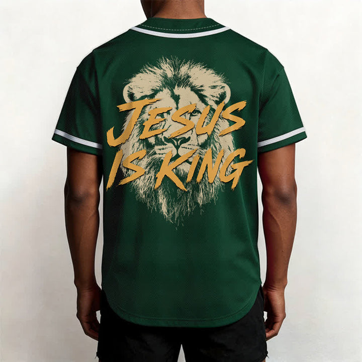 Christianartworkshop Jesus Is King Lion Graphic Mesh Baseball Jersey - image 47