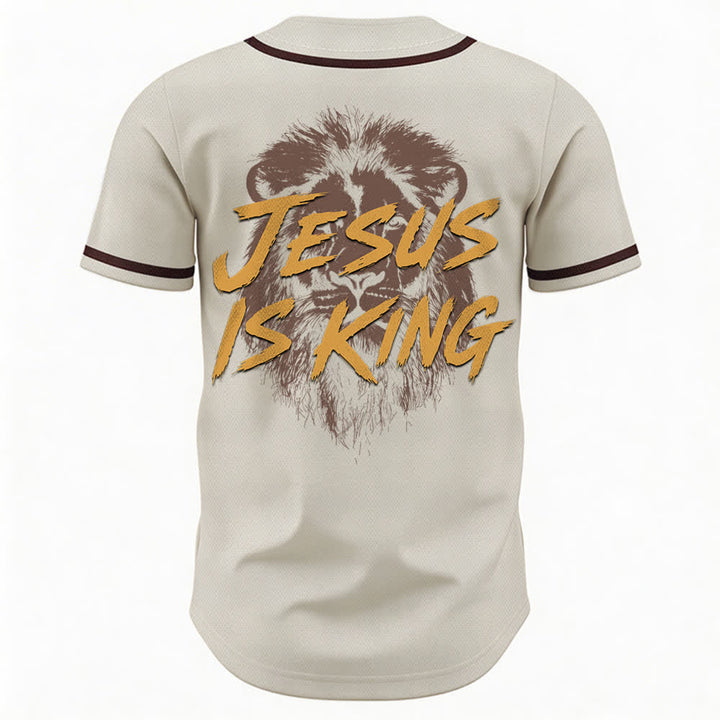 Christianartworkshop Jesus Is King Lion Graphic Mesh Baseball Jersey - image 50