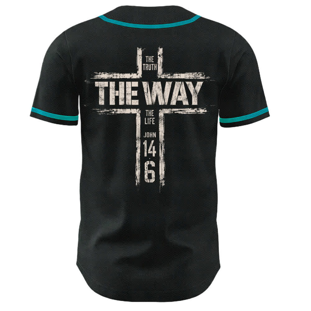 Christianartworkshop Jesus The Way Brush Print Black Baseball Jersey - image 29