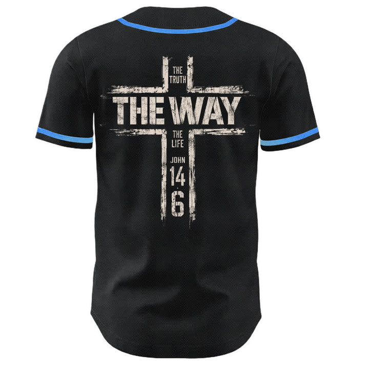Christianartworkshop Jesus The Way Brush Print Black Baseball Jersey - image 36