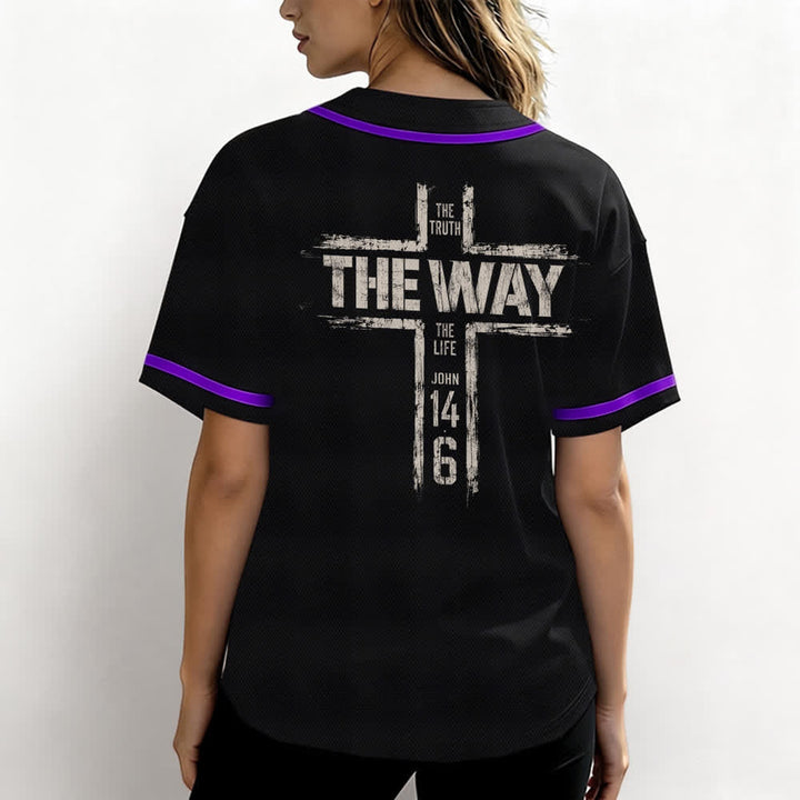 Christianartworkshop Jesus The Way Brush Print Black Baseball Jersey - image 52
