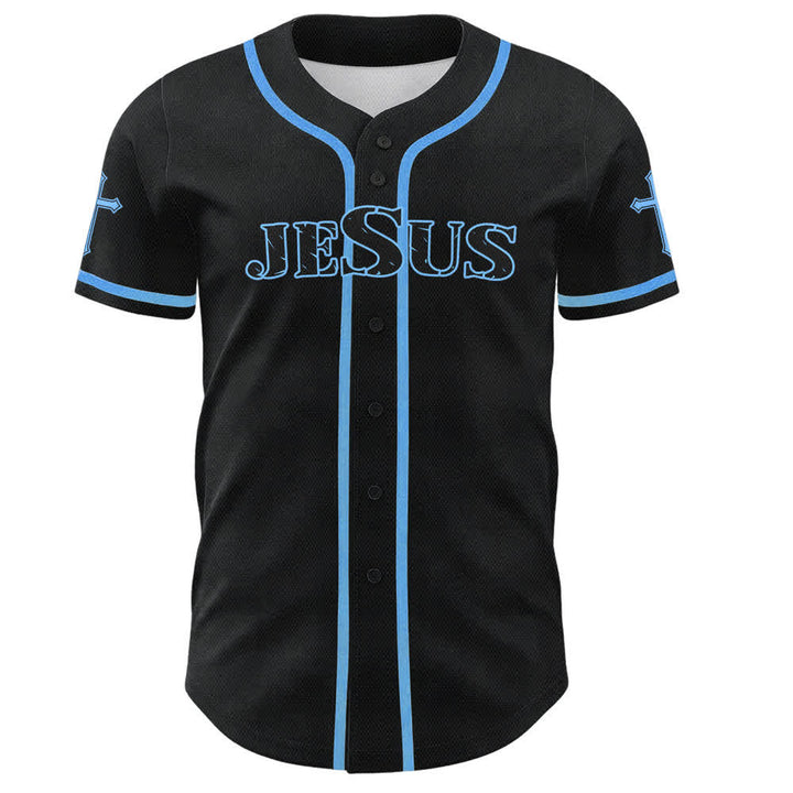 Christianartworkshop Jesus True God Red Cross Black Baseball Jersey - image 30