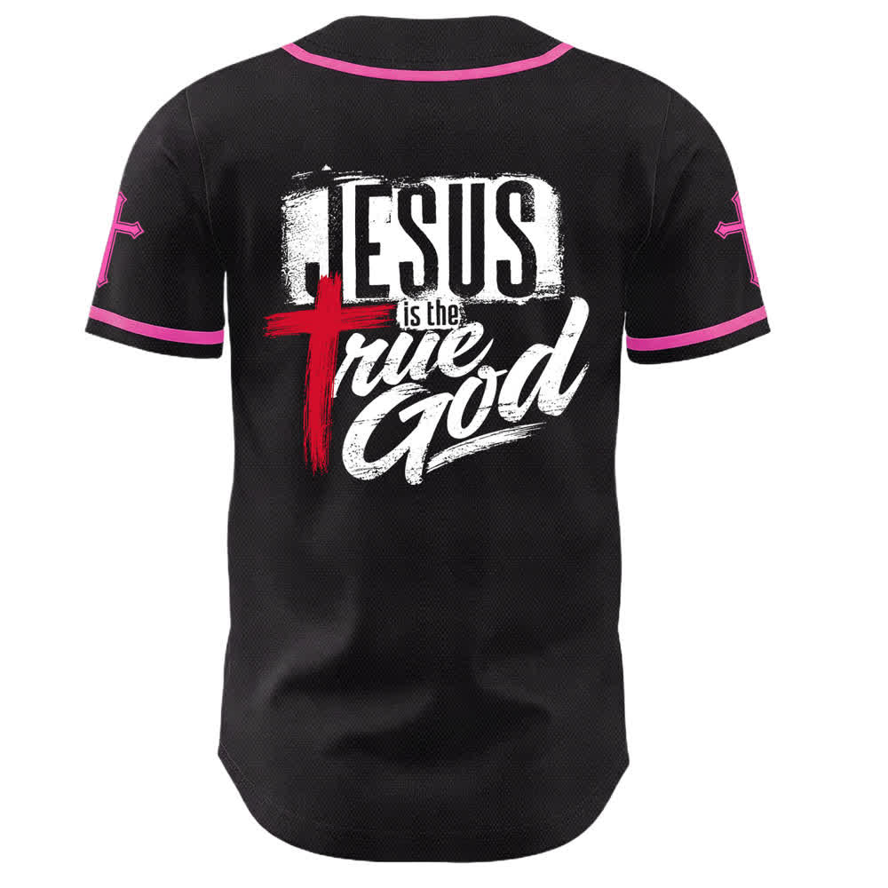 Christianartworkshop Jesus True God Red Cross Black Baseball Jersey - image 43