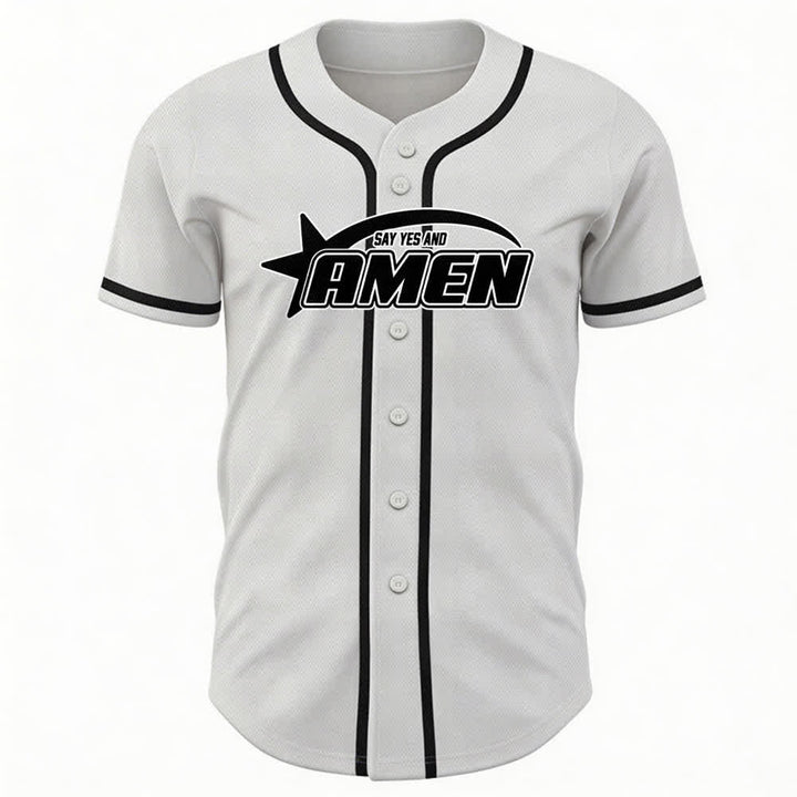 Christianartworkshop Amen Black And White Team Baseball Jersey - image 2