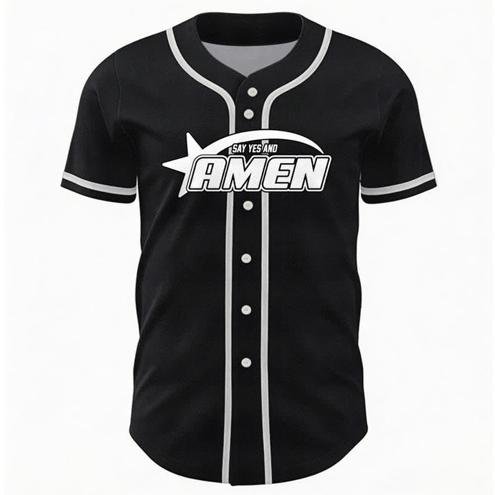 Christianartworkshop Amen Black And White Team Baseball Jersey - image 9
