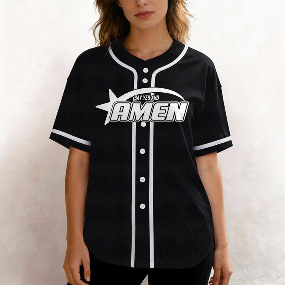 Christianartworkshop Amen Black And White Team Baseball Jersey - image 11