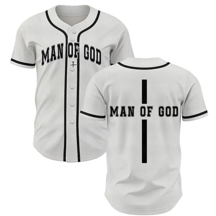 Christianartworkshop Man Of God Varsity Button Up Baseball Jersey - White - 5XL - image 0