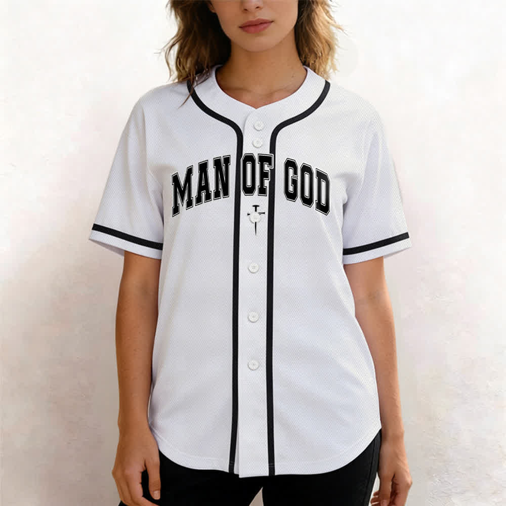 Christianartworkshop Man Of God Varsity Button Up Baseball Jersey - image 4