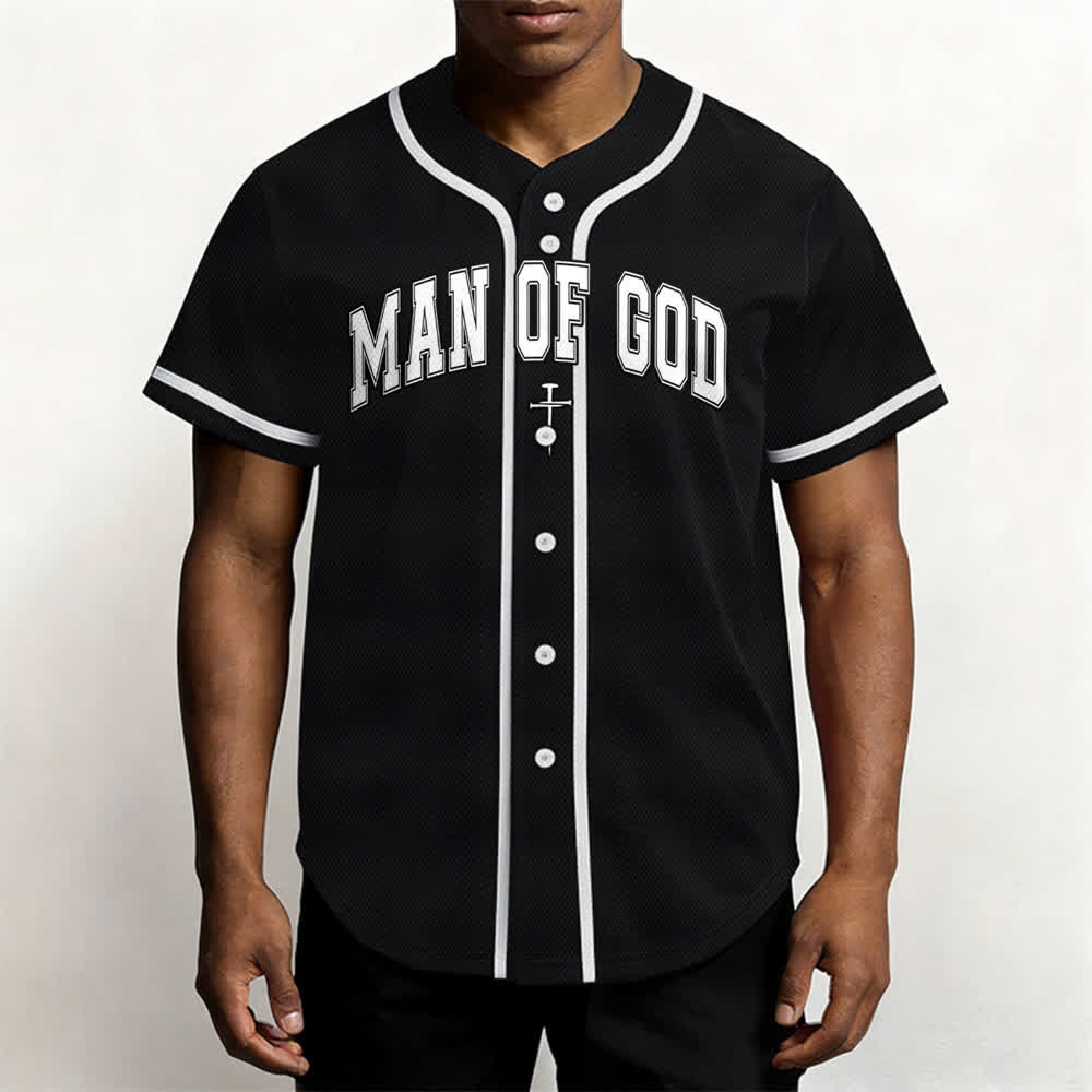 Christianartworkshop Man Of God Varsity Mesh Button Up Baseball Jersey - image 13