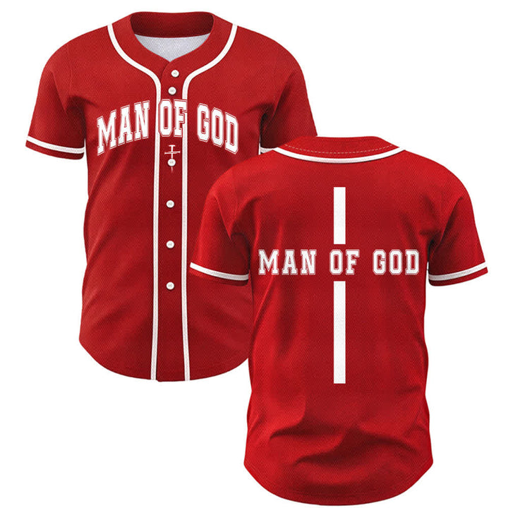 Christianartworkshop Man Of God Varsity Button Up Baseball Jersey - Red - 5XL - image 14