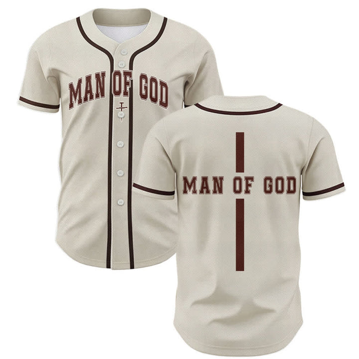 Christianartworkshop Man Of God Varsity Button Up Baseball Jersey - Beige - 5XL - image 42