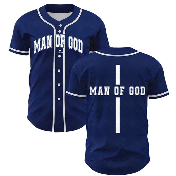 Christianartworkshop Man Of God Varsity Button Up Baseball Jersey - Navy - 5XL - image 49