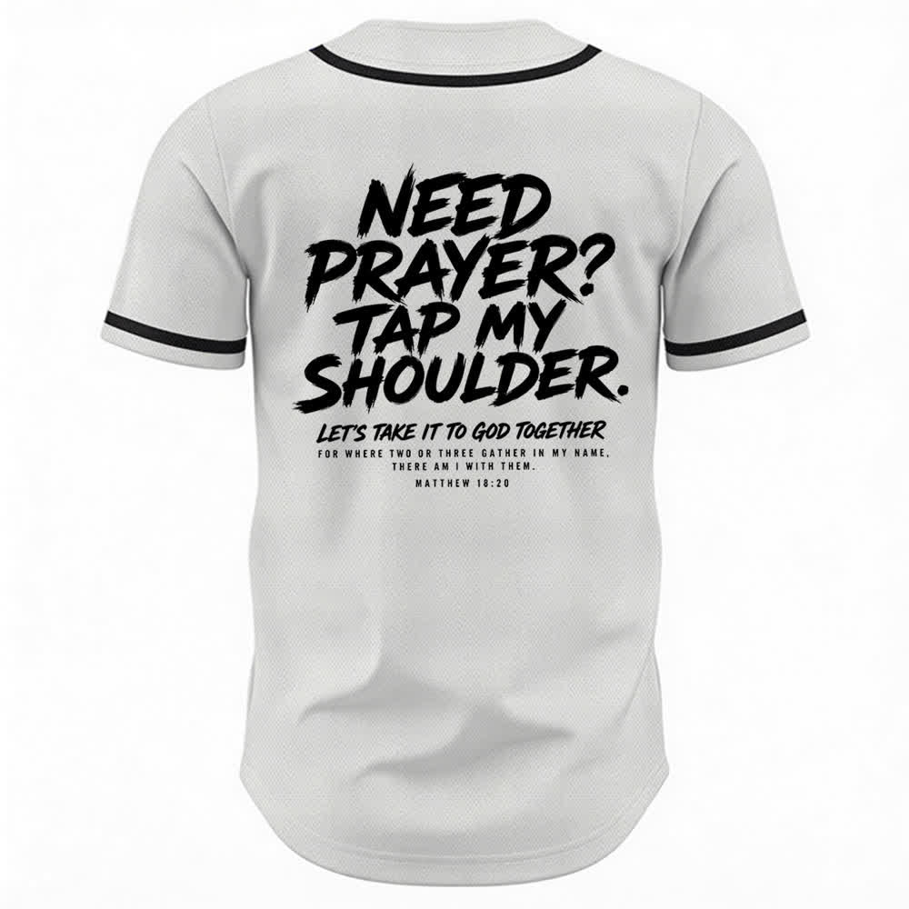 Christianartworkshop Pray Tap My Shoulder Message Baseball Jersey - image 1