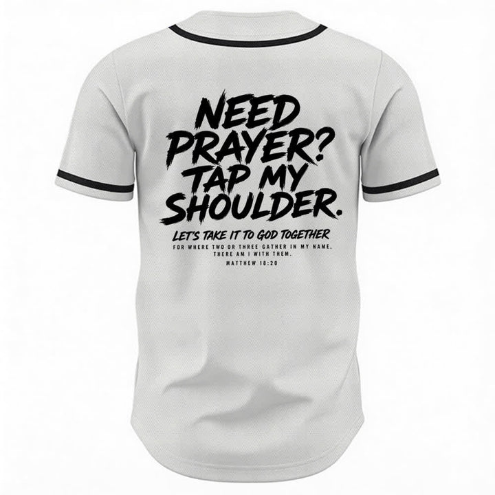 Christianartworkshop Pray Tap My Shoulder Message Baseball Jersey - image 1
