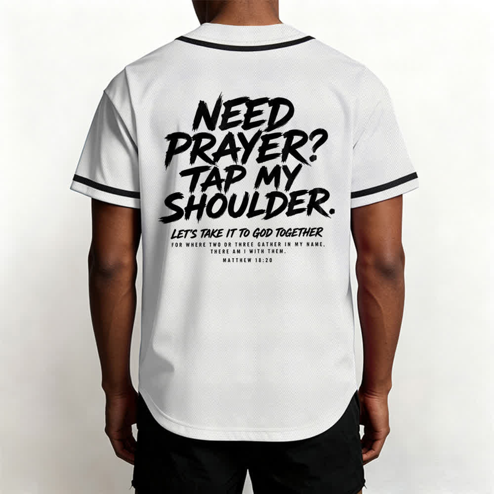 Christianartworkshop Pray Tap My Shoulder Message Baseball Jersey - image 5