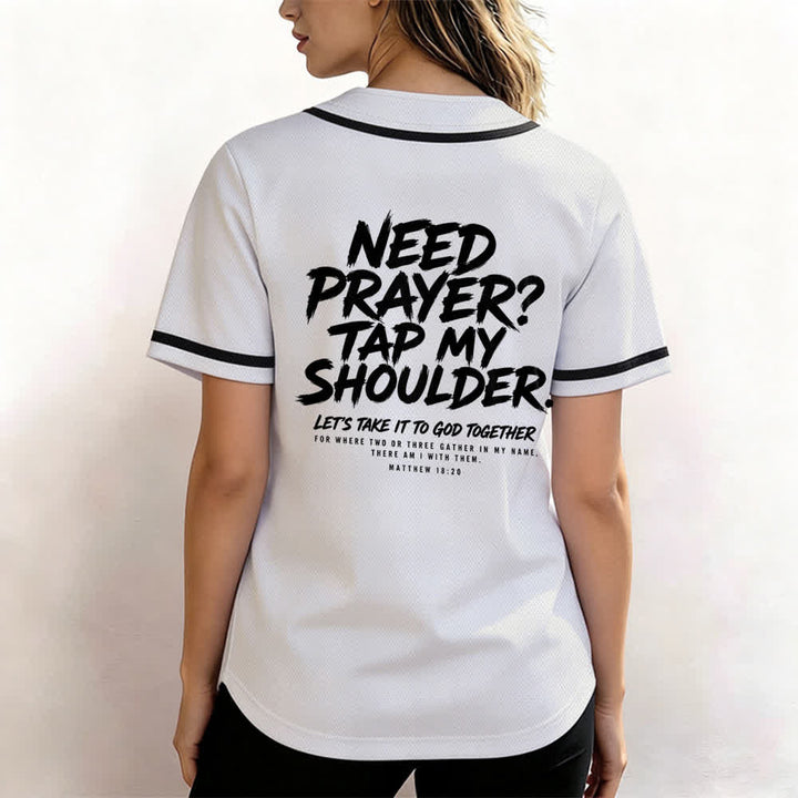 Christianartworkshop Pray Tap My Shoulder Message Baseball Jersey - image 3