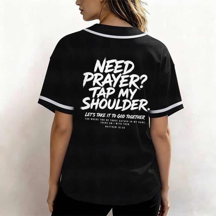 Christianartworkshop Pray Tap My Shoulder Message Baseball Jersey - image 10