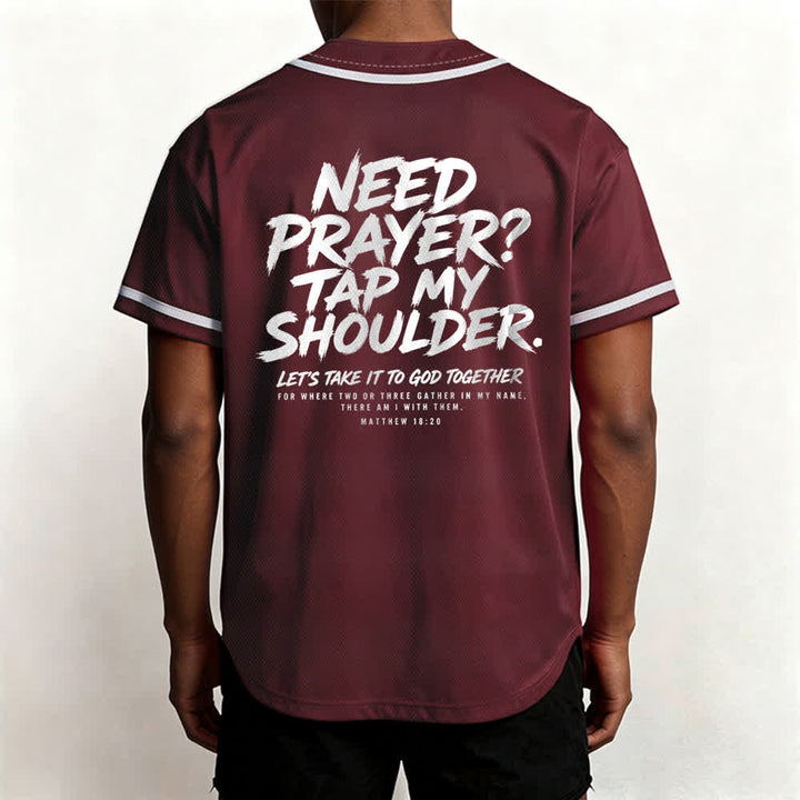 Christianartworkshop Pray Tap My Shoulder Message Baseball Jersey - image 26