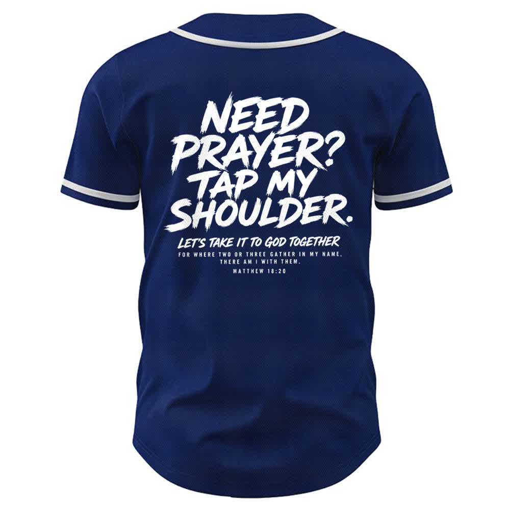 Christianartworkshop Pray Tap My Shoulder Message Baseball Jersey - image 50