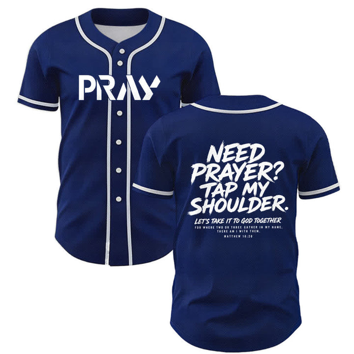 Christianartworkshop Pray Tap My Shoulder Message Baseball Jersey - Navy - 5XL - image 49
