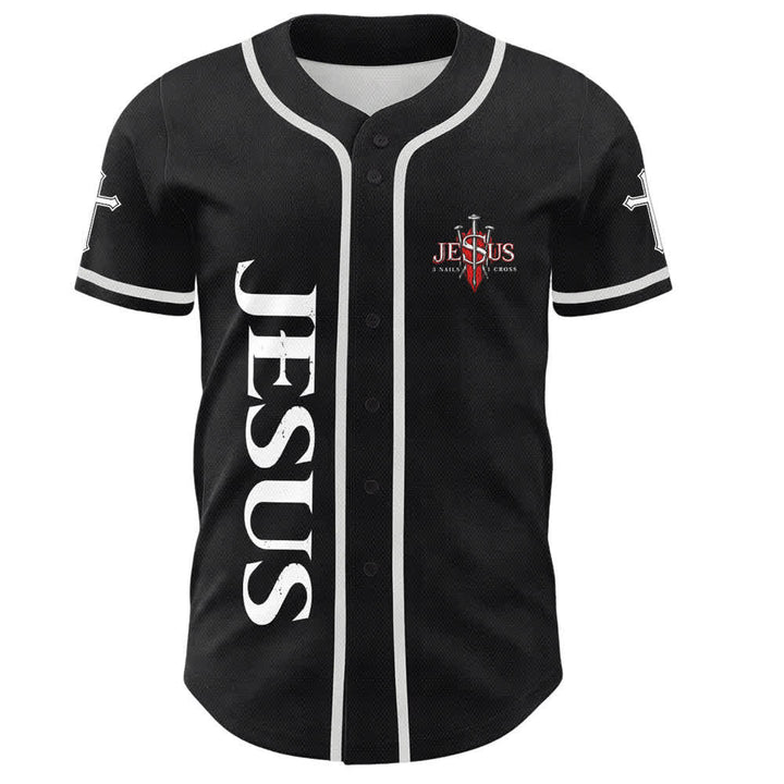 Christianartworkshop Jesus Saves Thorn Crown Black Baseball Jersey - image 2