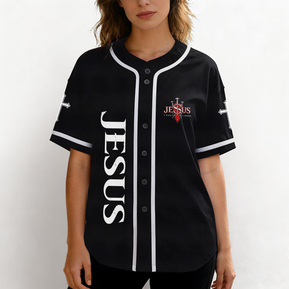 Christianartworkshop Jesus Saves Thorn Crown Black Baseball Jersey - image 4