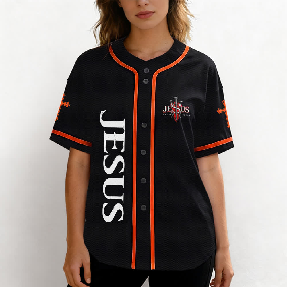 Christianartworkshop Jesus Saves Thorn Crown Black Baseball Jersey - image 11