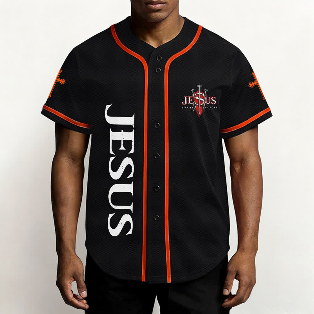 Christianartworkshop Jesus Saves Thorn Crown Black Baseball Jersey - image 13