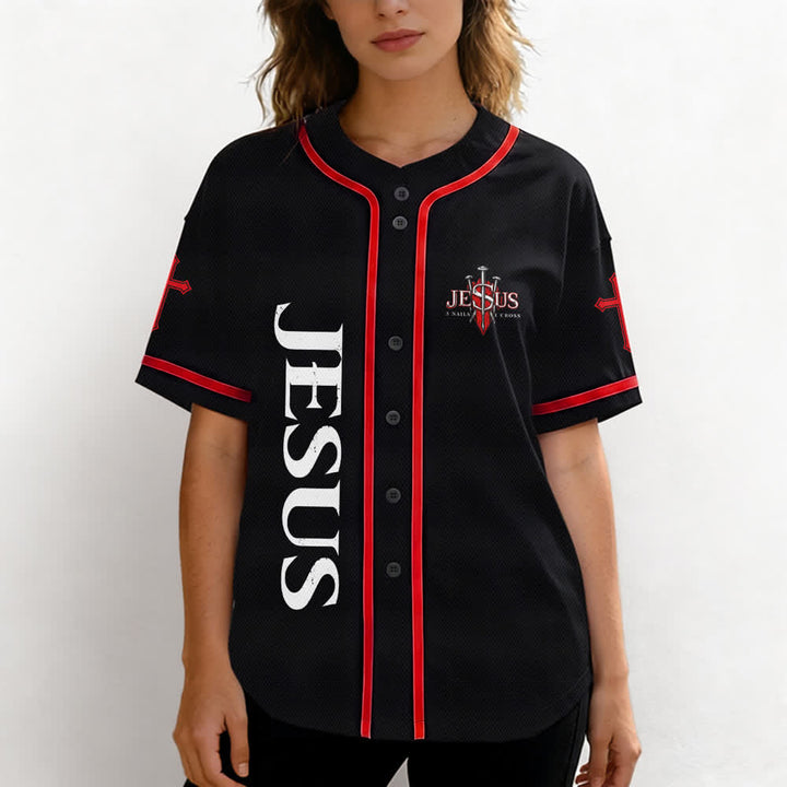 Christianartworkshop Jesus Saves Thorn Crown Black Baseball Jersey - image 18