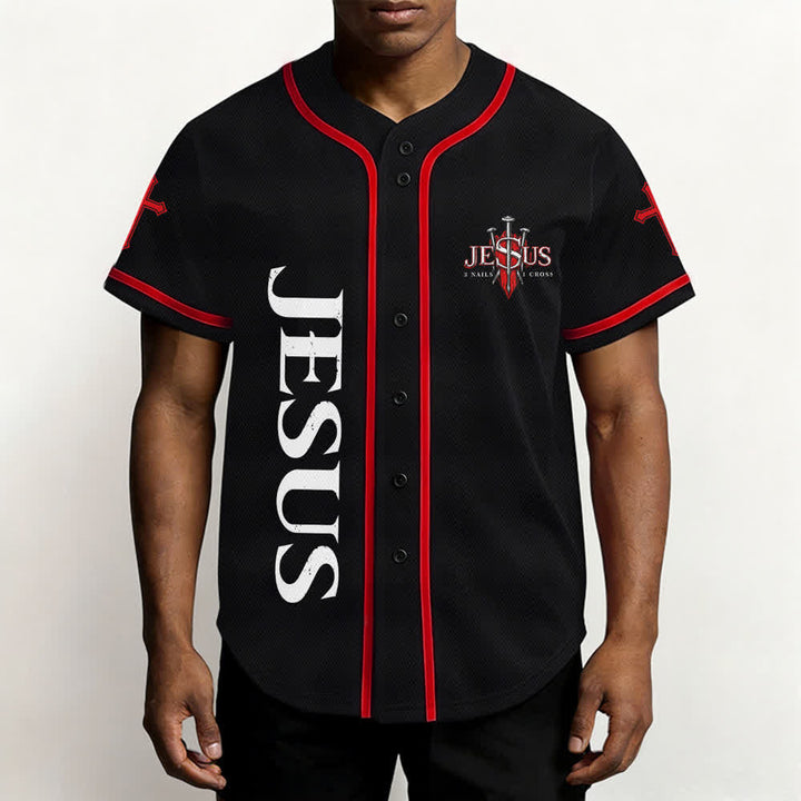 Christianartworkshop Jesus Saves Thorn Crown Black Baseball Jersey - image 20