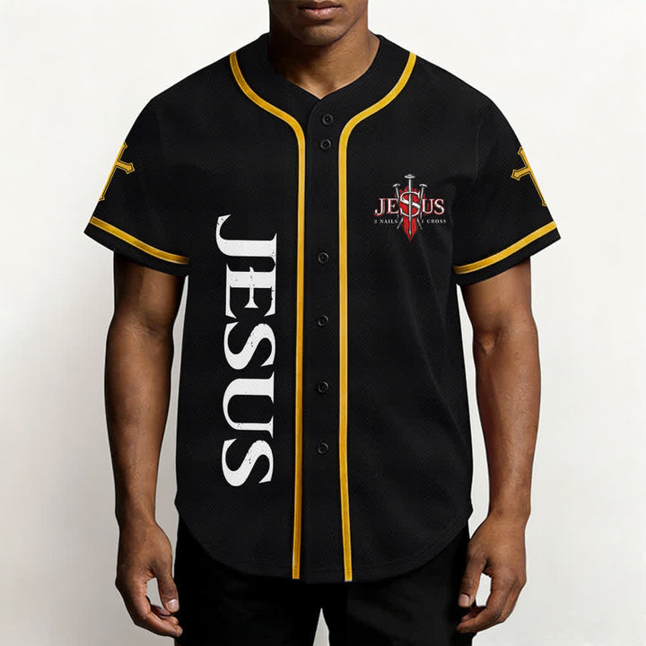 Christianartworkshop Jesus Saves Thorn Crown Black Baseball Jersey - image 27