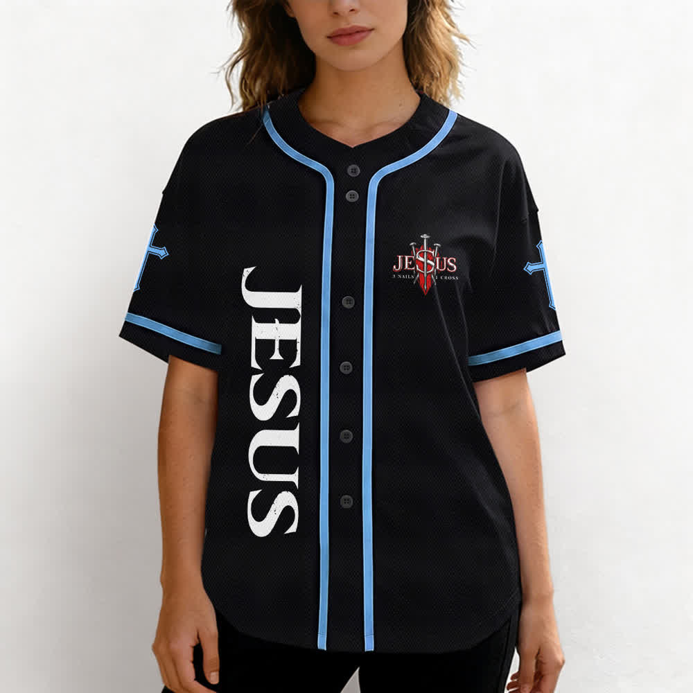 Christianartworkshop Jesus Saves Thorn Crown Black Baseball Jersey - image 32
