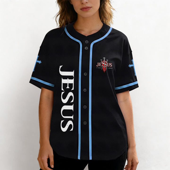 Christianartworkshop Jesus Saves Thorn Crown Black Baseball Jersey - image 32