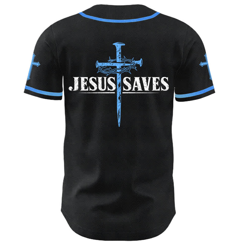Christianartworkshop Jesus Saves Thorn Crown Black Baseball Jersey - image 29