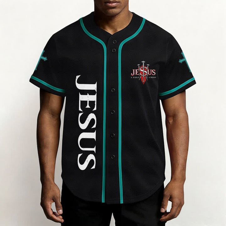 Christianartworkshop Jesus Saves Thorn Crown Black Baseball Jersey - image 41