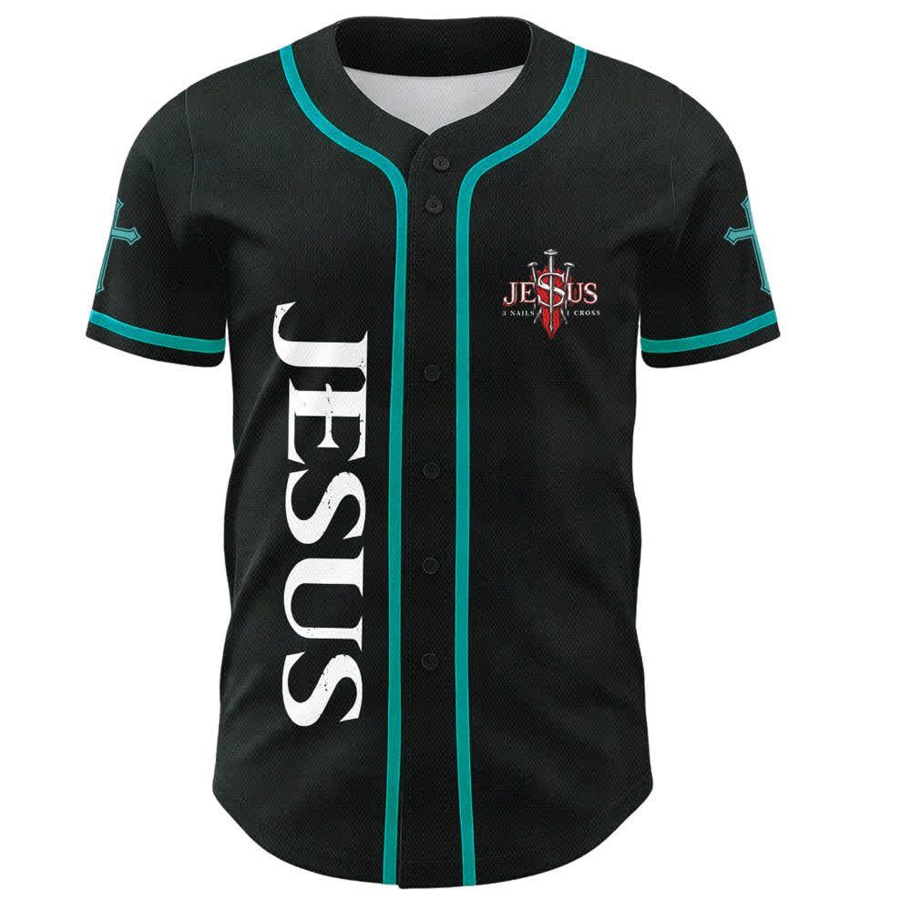 Christianartworkshop Jesus Saves Thorn Crown Black Baseball Jersey - image 37